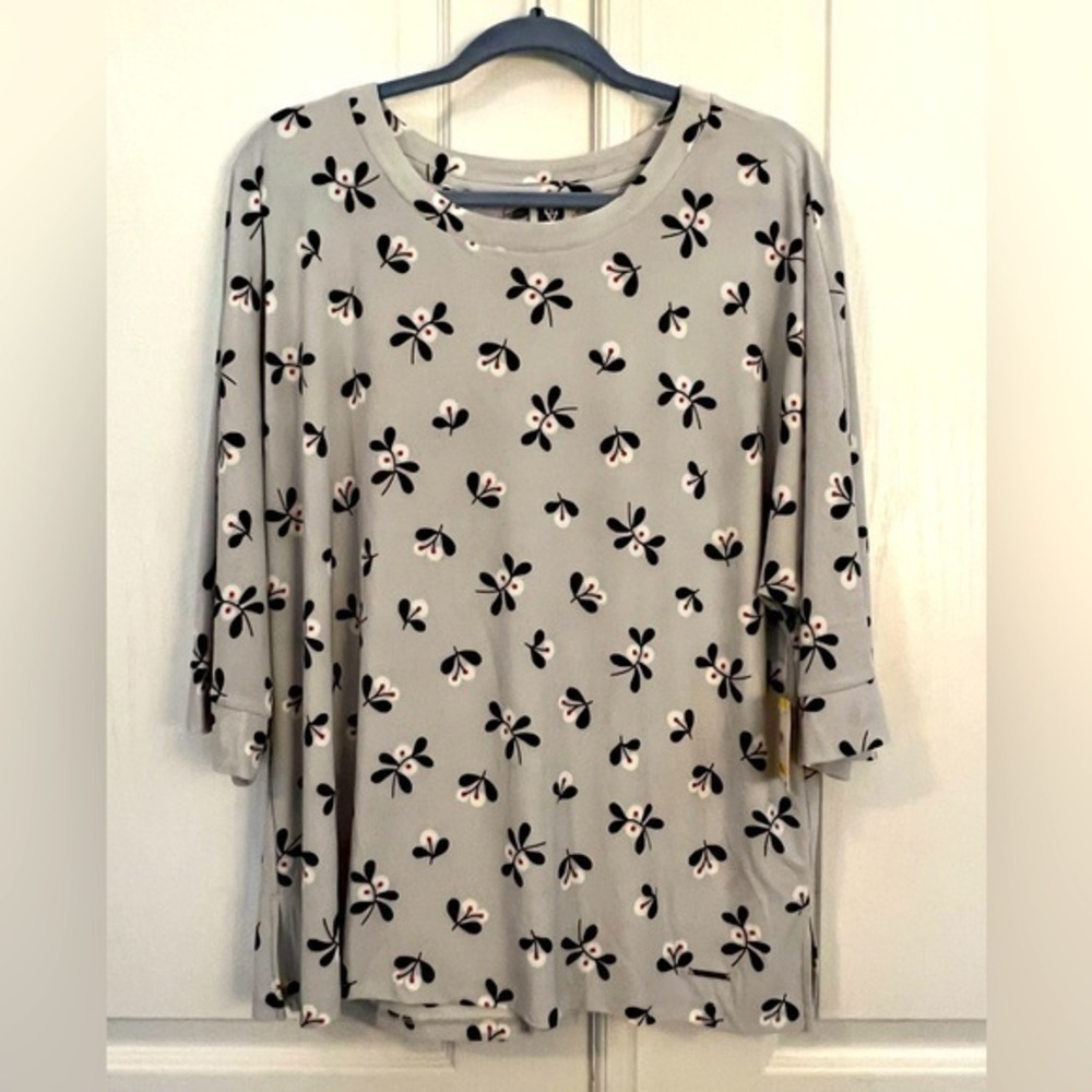 ANNE KLEIN M Floral Boxy OVERSIZED Top - Picture 2 of 11